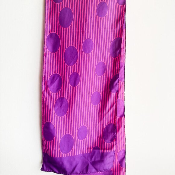 Vintage Pierre Cardin Pink Purple Hand rolled Long Scarf - Picture 6 of 6